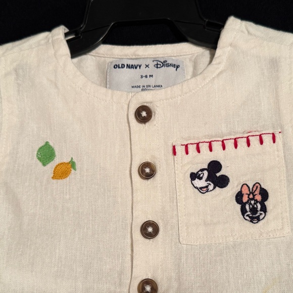 NWT‼️ Old Navy Disney~Cream Baby Romper with Embroidery, Size 3-6M Really cute! - Picture 3 of 10